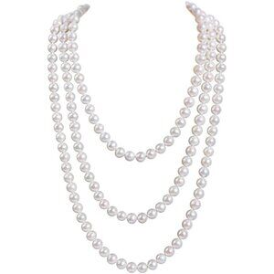 YALLNASL Faux Pearl Necklaces for Women Long Pearl Necklace Costume Jewelry